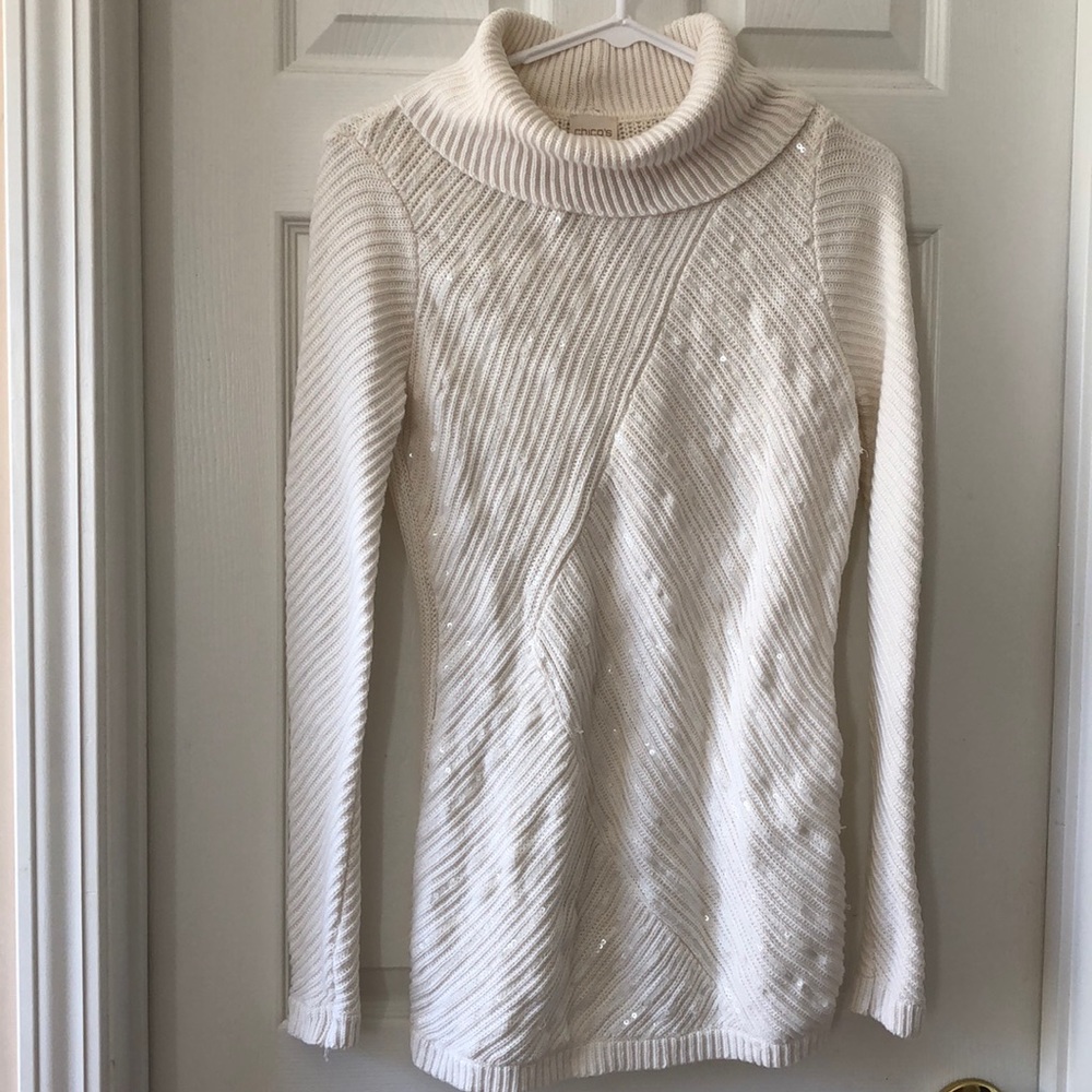 White, long sweater